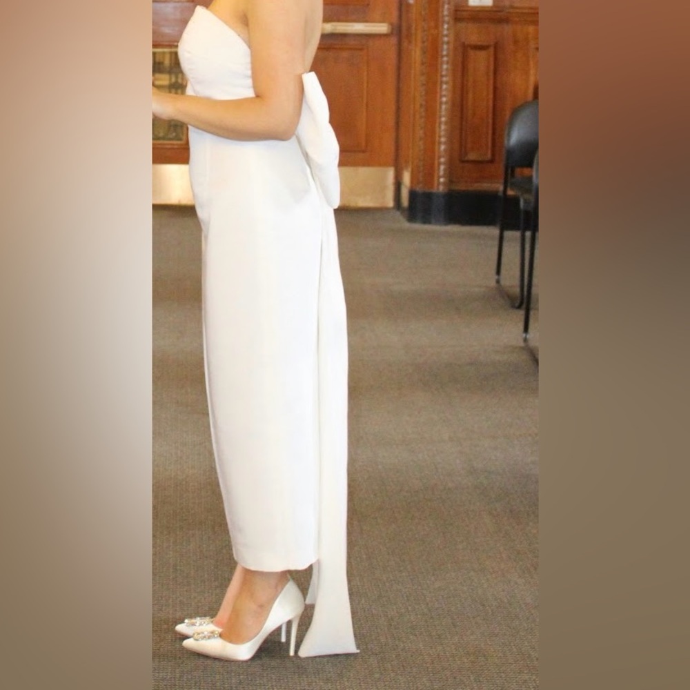 margaret bow silk dress by alexia mara Margaret Silk Faille Midi Dress